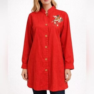 VTG NATIONAL WILDLIFE FEDERATION Mandarin Collar Nehru Topper Novelty Shacket